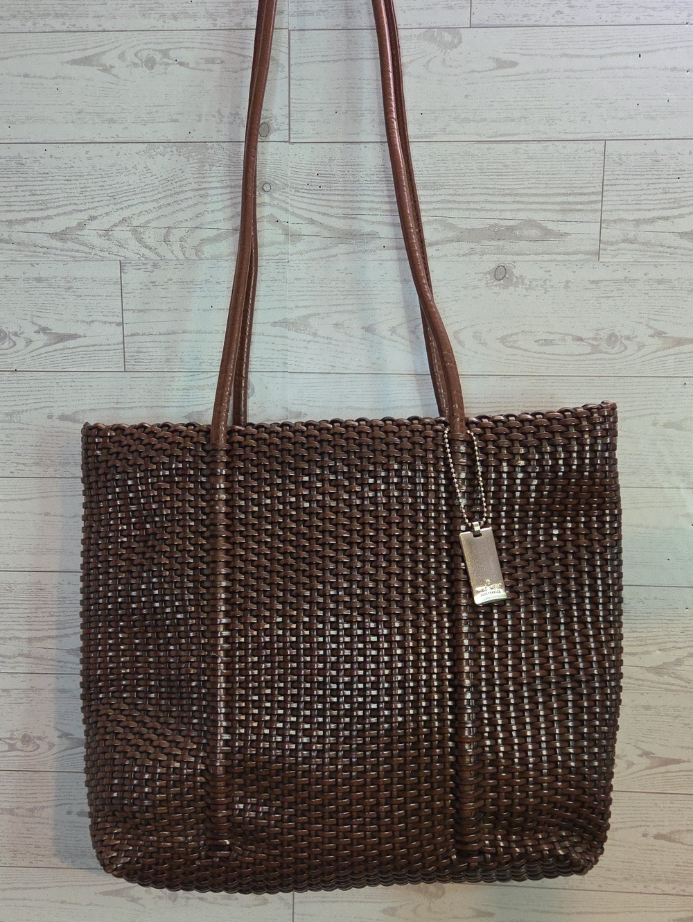 Nine West Brown Woven Tote Bag